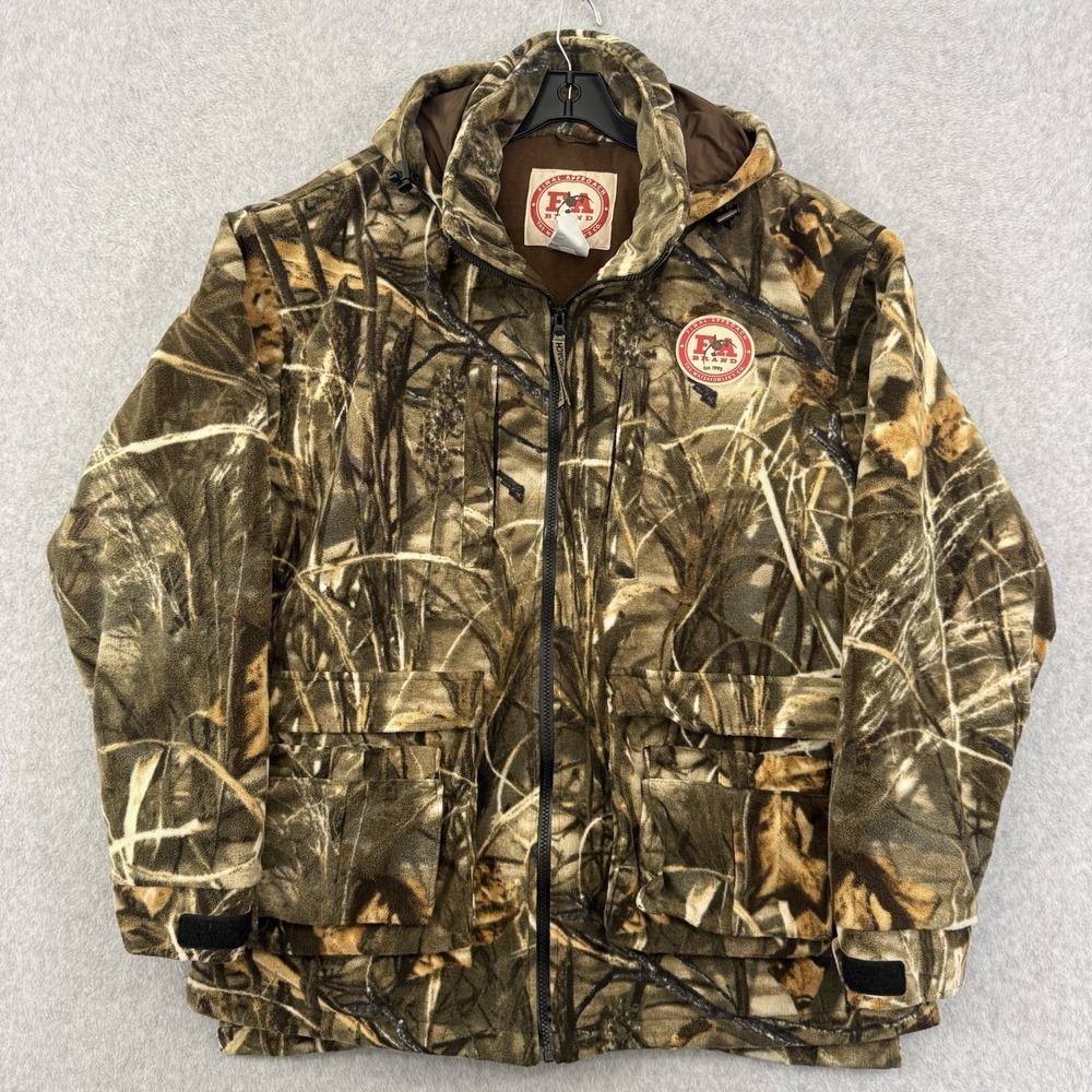 Final Approach Brand Jacket Men's Large Brown Camo Waterfowl Hunting Hooded Zip